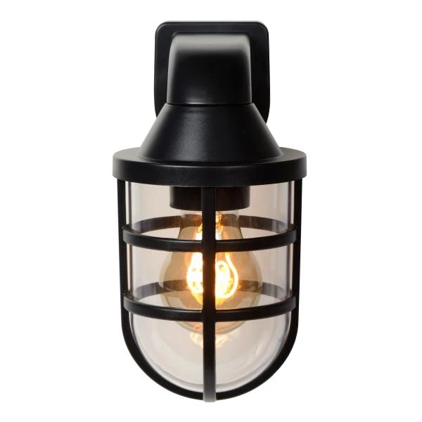 Lucide LEWIS - Wandlamp Binnen/Buiten - 1xE27 - IP44 - Zwart - detail 2